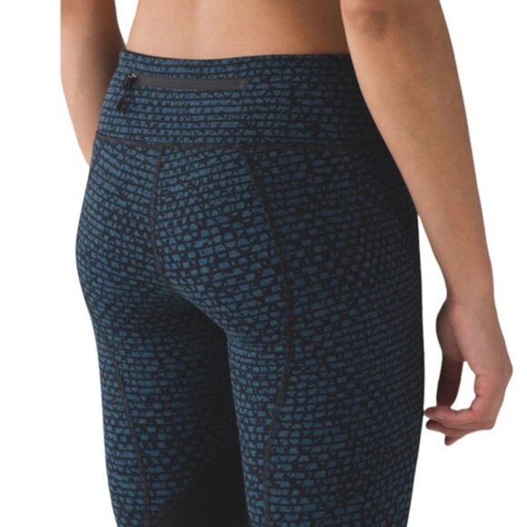 Lululemon Pace Rival Crop (19") Shatter Weave Desert Teal Alberta Lake / Black 6 - Picture 9 of 16